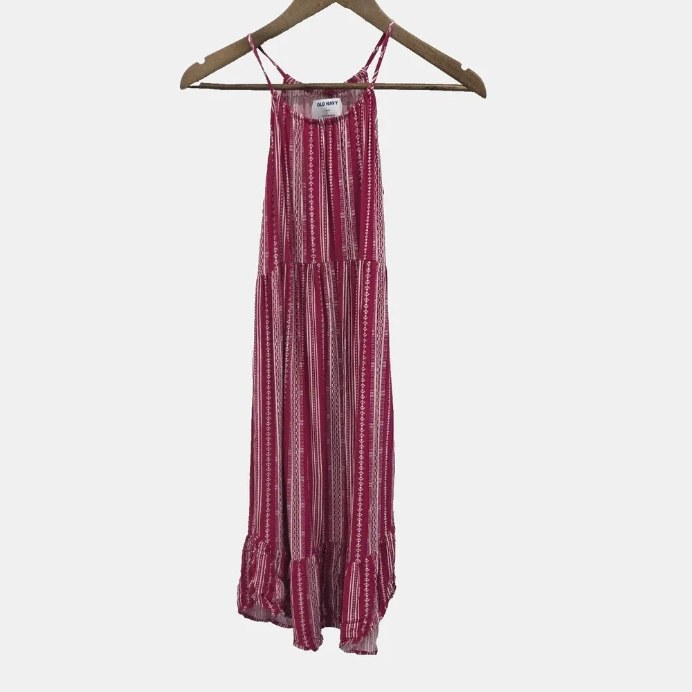 Old Navy Tulip-Hem‎ Dress Girls XL (14) Red Stripe Sleeveless Halter Neck Summer